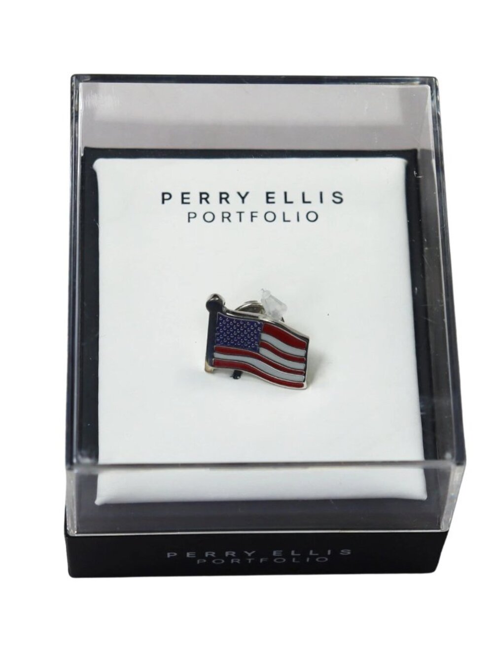 Perry Ellis American Flag Patriotic Enamel Tie Tack Men's Lapel Pin NIB